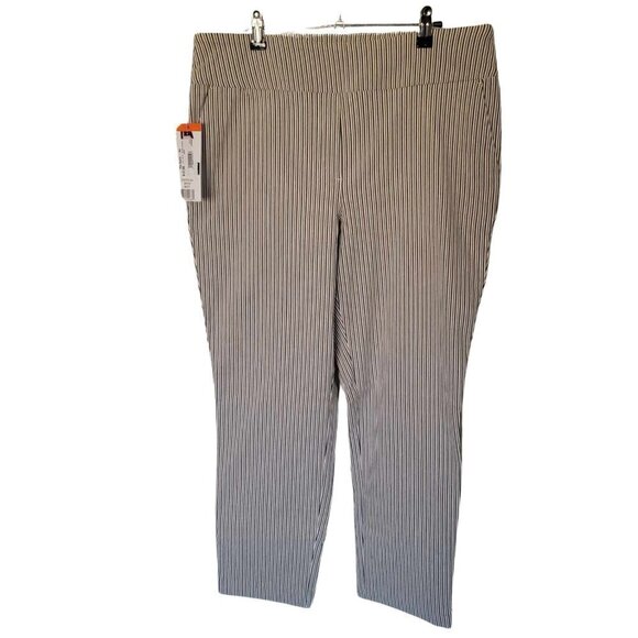 S.C. & CO. BNWT White, black and tan pin stripe dress pants with tummy control - Picture 1 of 6